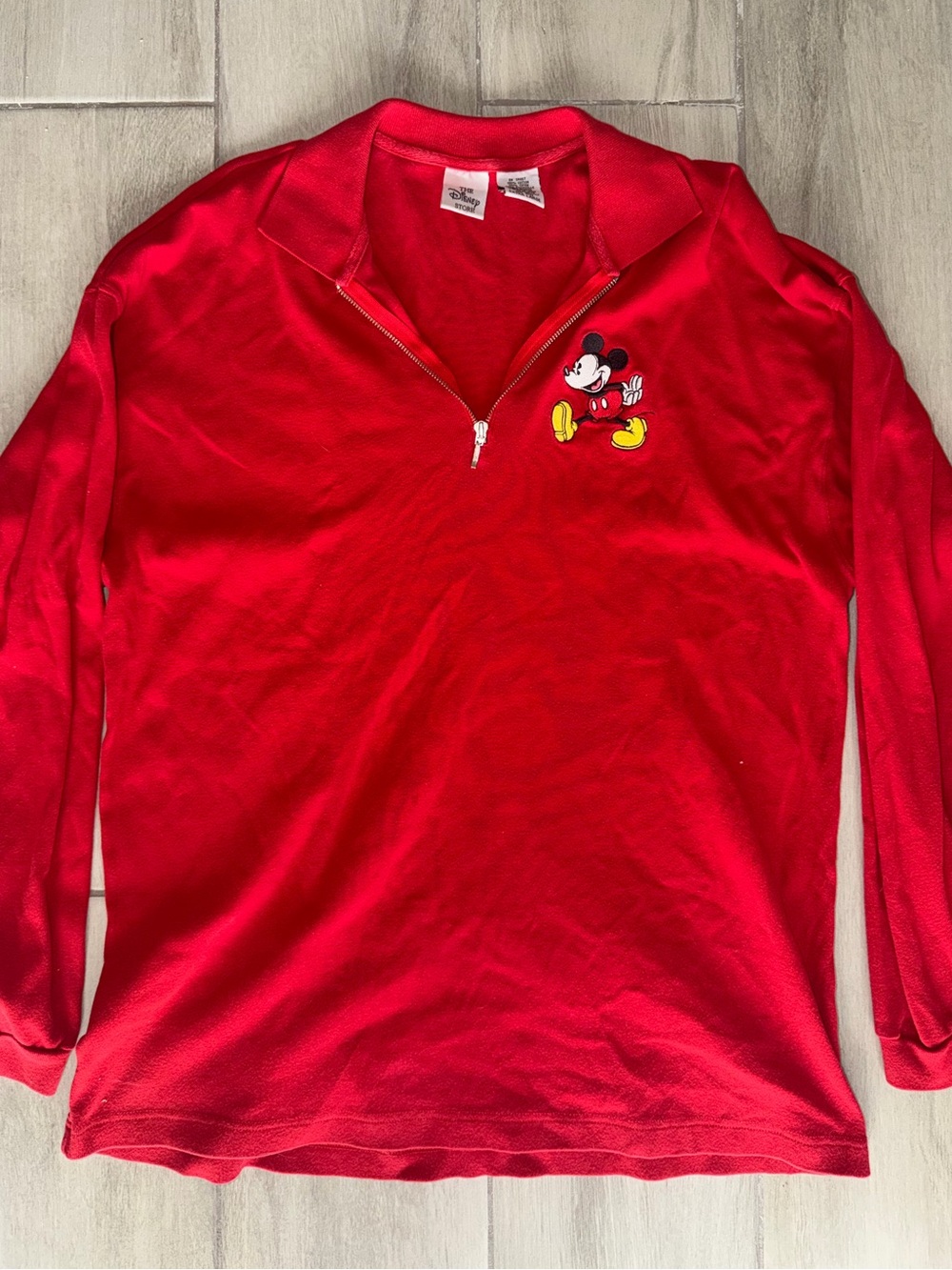 Disney Red Long-Sleeve Mickey Quarter-Zip Top